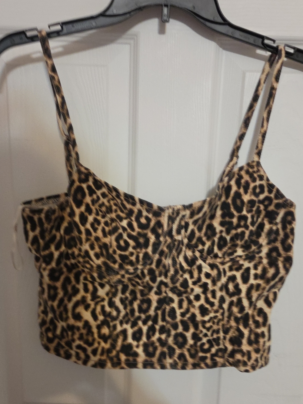 Forever 21 Leopard Print Bandeau Crop Top - Tan & Black